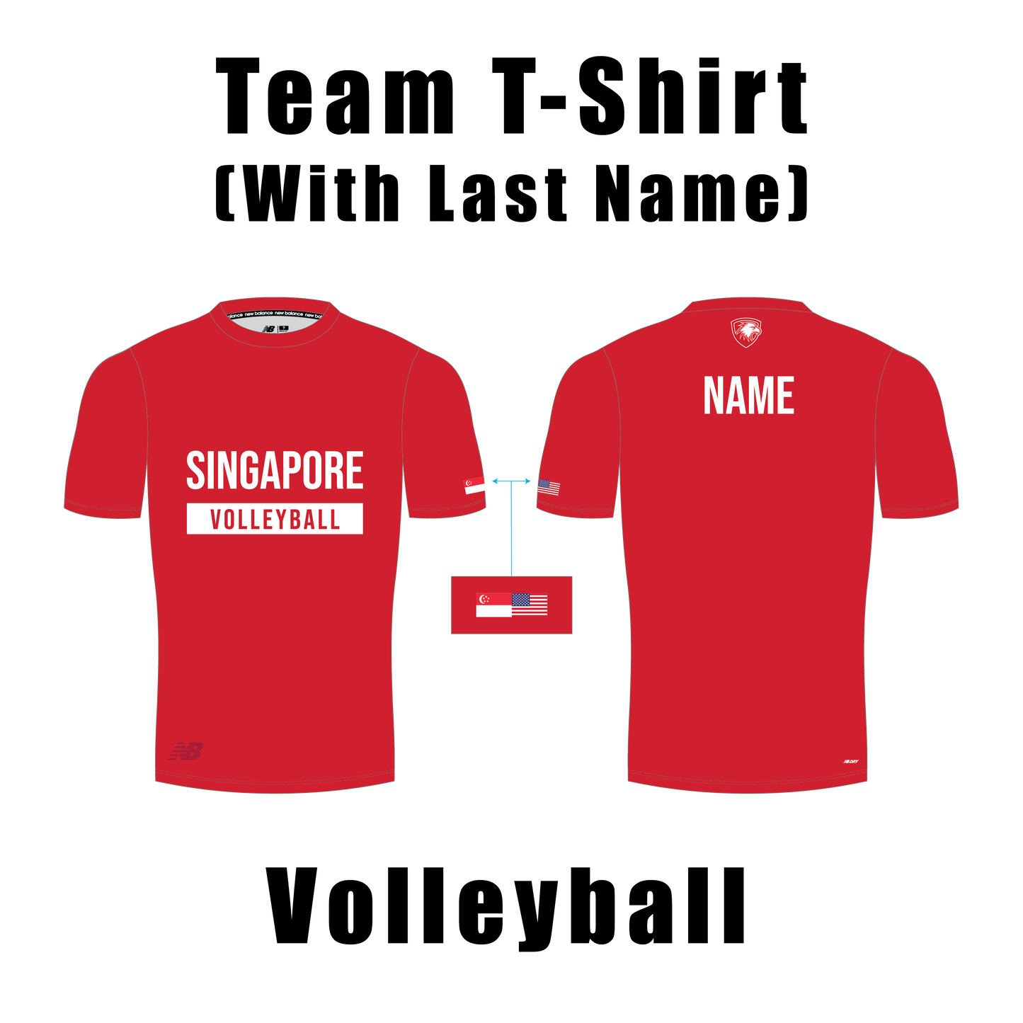 Team Sports T-Shirt with Last Name (Volleyball)